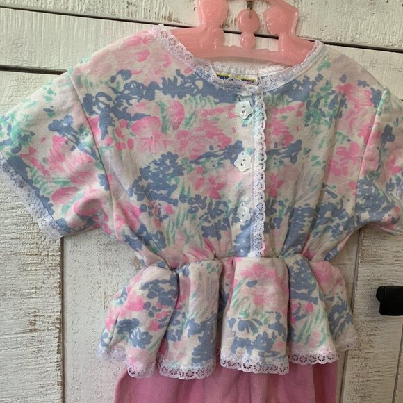 Vintage Novelty Retro Floral Print Lace Bubble Romper 18 Months - Picture 7 of 8